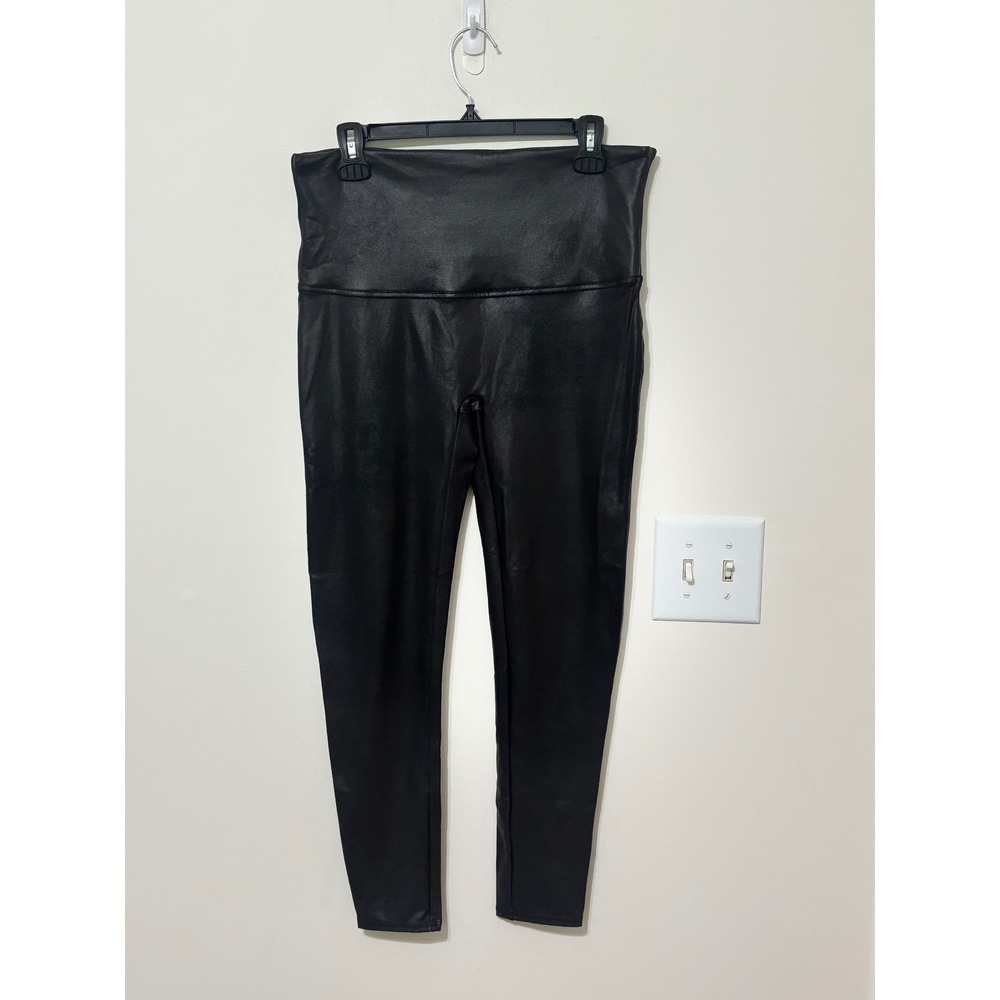 Spanx Faux Leather‎ Leggings High Waisted Tummy Control Shaping 1X